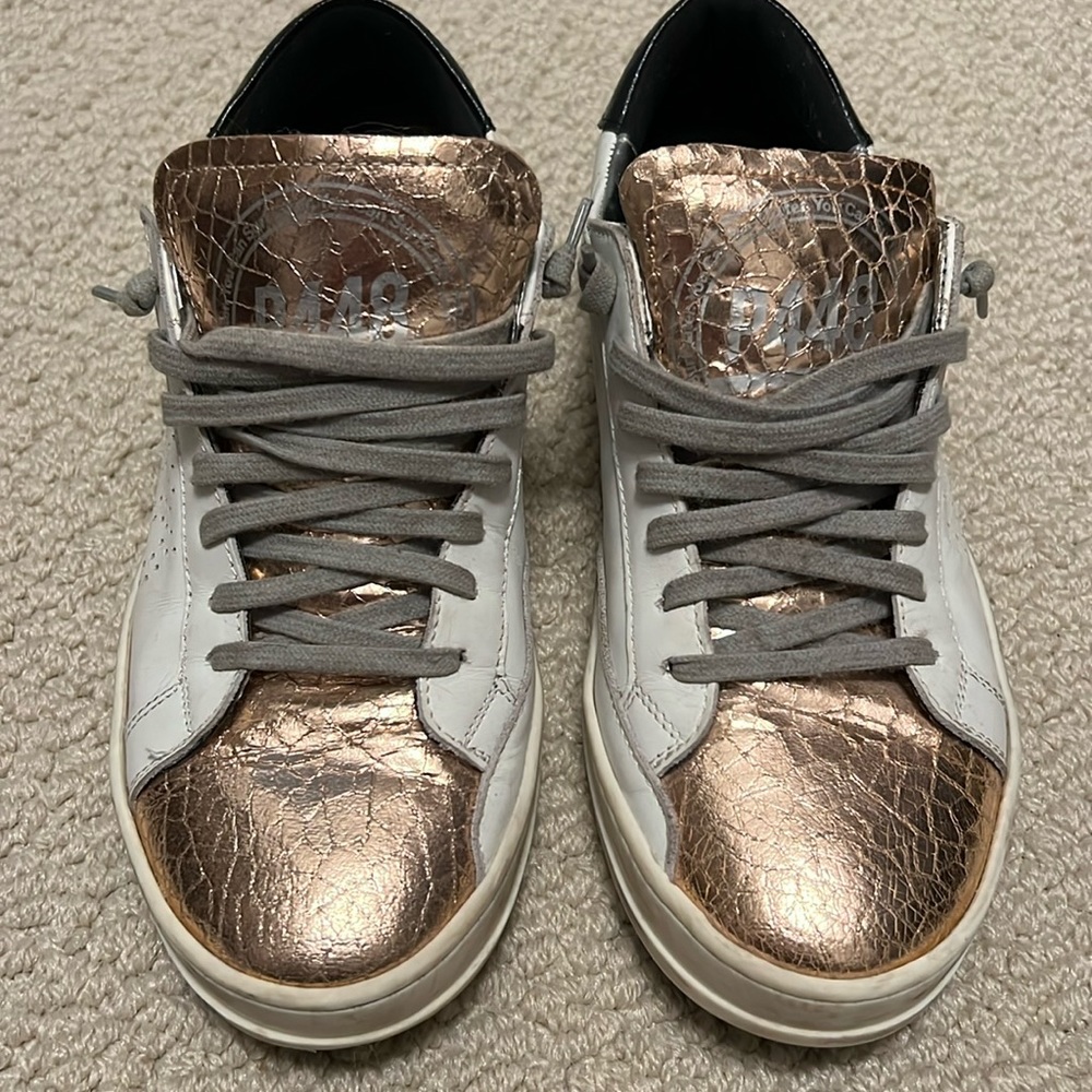 P448 Women's John-W Sneakers Rose Gold and White Leather